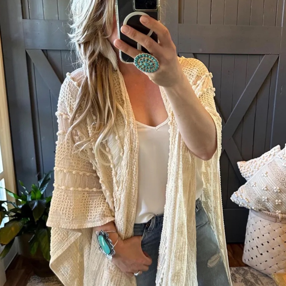 New Bohemian Knit Textured Airy Lightweight Cardigan Sweater Duster Top